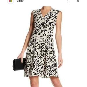 Vince Confetti Print Drop Waist Dress Silk